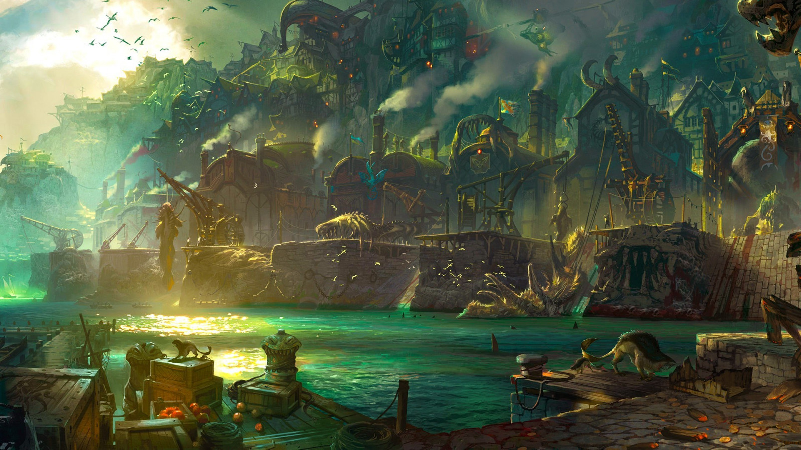 1920x1080 px, Bilgewater, fantasy art, League of Legends