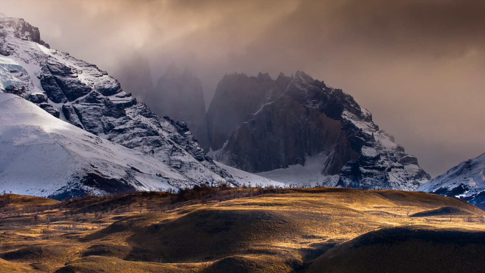 Wallpaper landscape, mountains, nature, snow, winter, morning