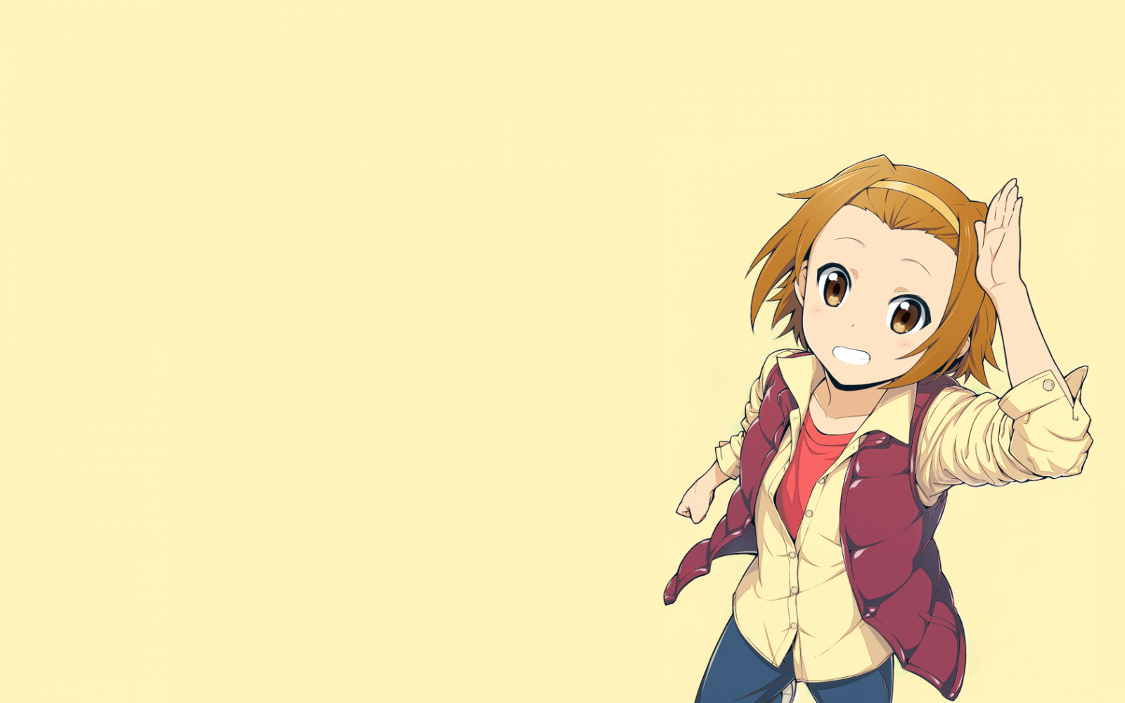 Tainaka Ritsu, K ON, jednoduché pozadí, anime dívky, anime