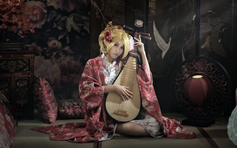 ženy,asijský,Japonsko,model,blondýnka,kimono