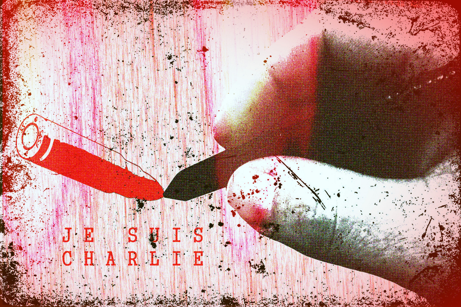 výkres, ilustrace, Červené, textura, Francie, smutný, Teror, UMĚNÍ, barva, moderní umění, akrylová barva, Svoboda projevu, charliehebdo, jesuischarlie, satira, terroristattack