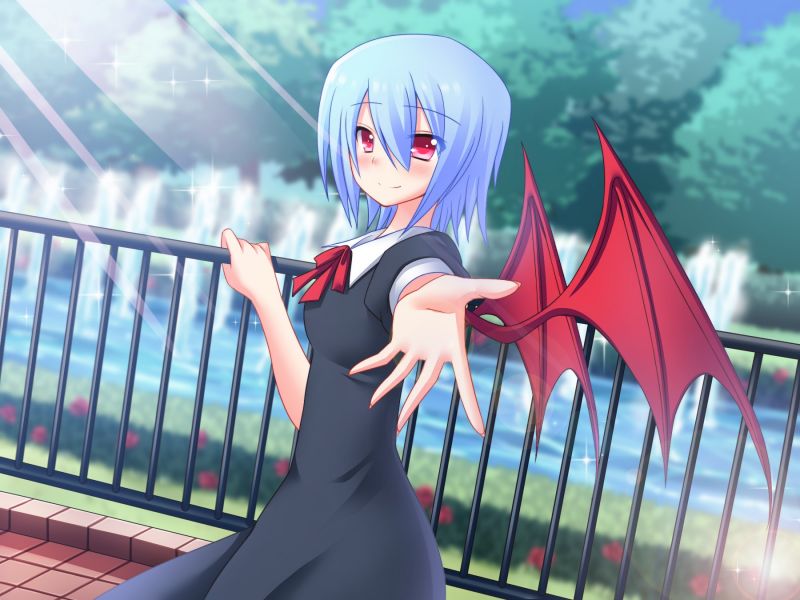 ilustrace, anime, anime dívky, krátké vlasy, křídla, modré vlasy ilustrace, anime, anime dívky, krátké vlasy, křídla, modré vlasy