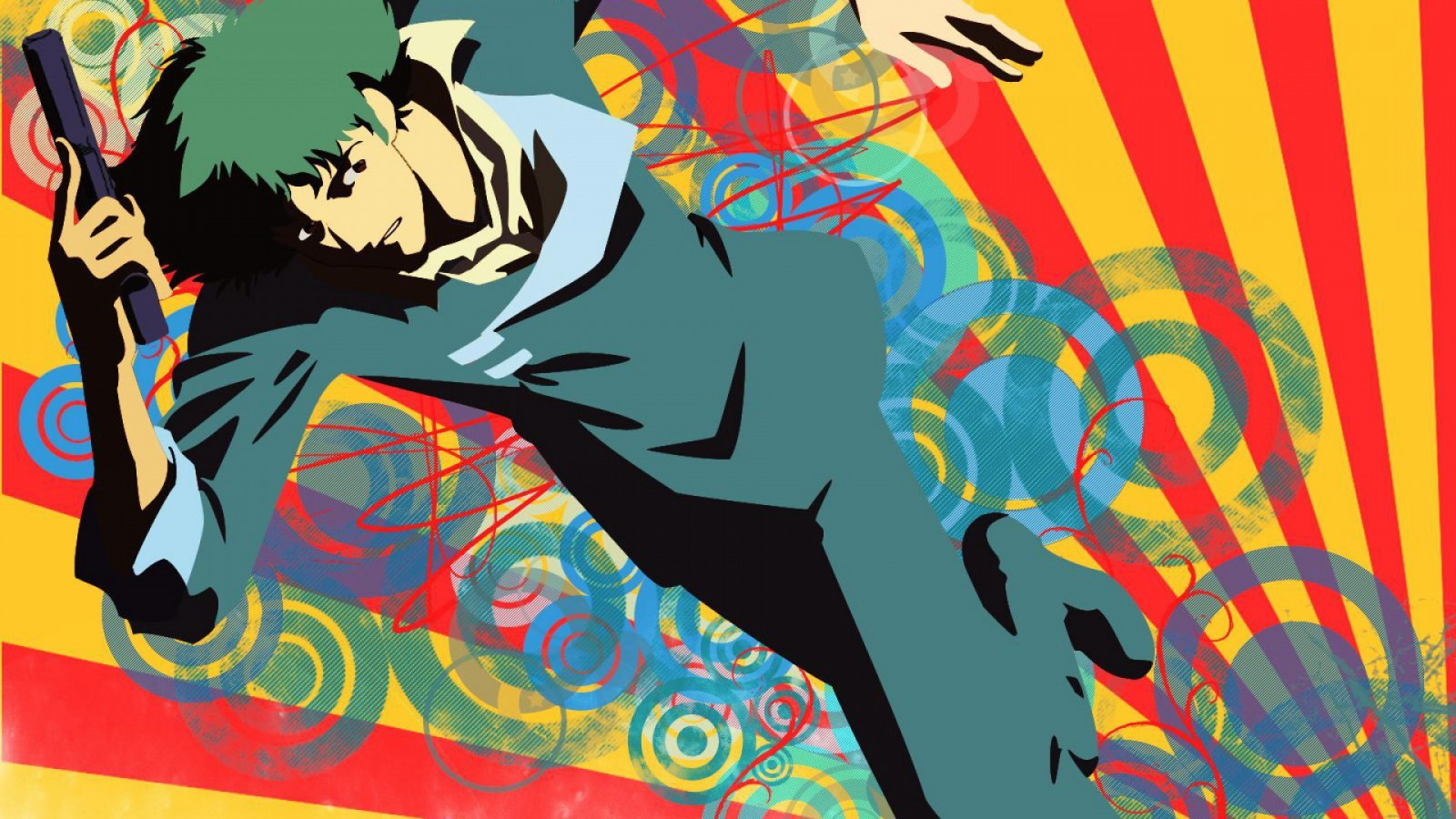 illustration, Cowboy Bebop, Spike Spiegel, vægmaleri, KUNST, farve, 1920x1080 px, moderne kunst, tegneserie, psykedelisk kunst, barnet kunst