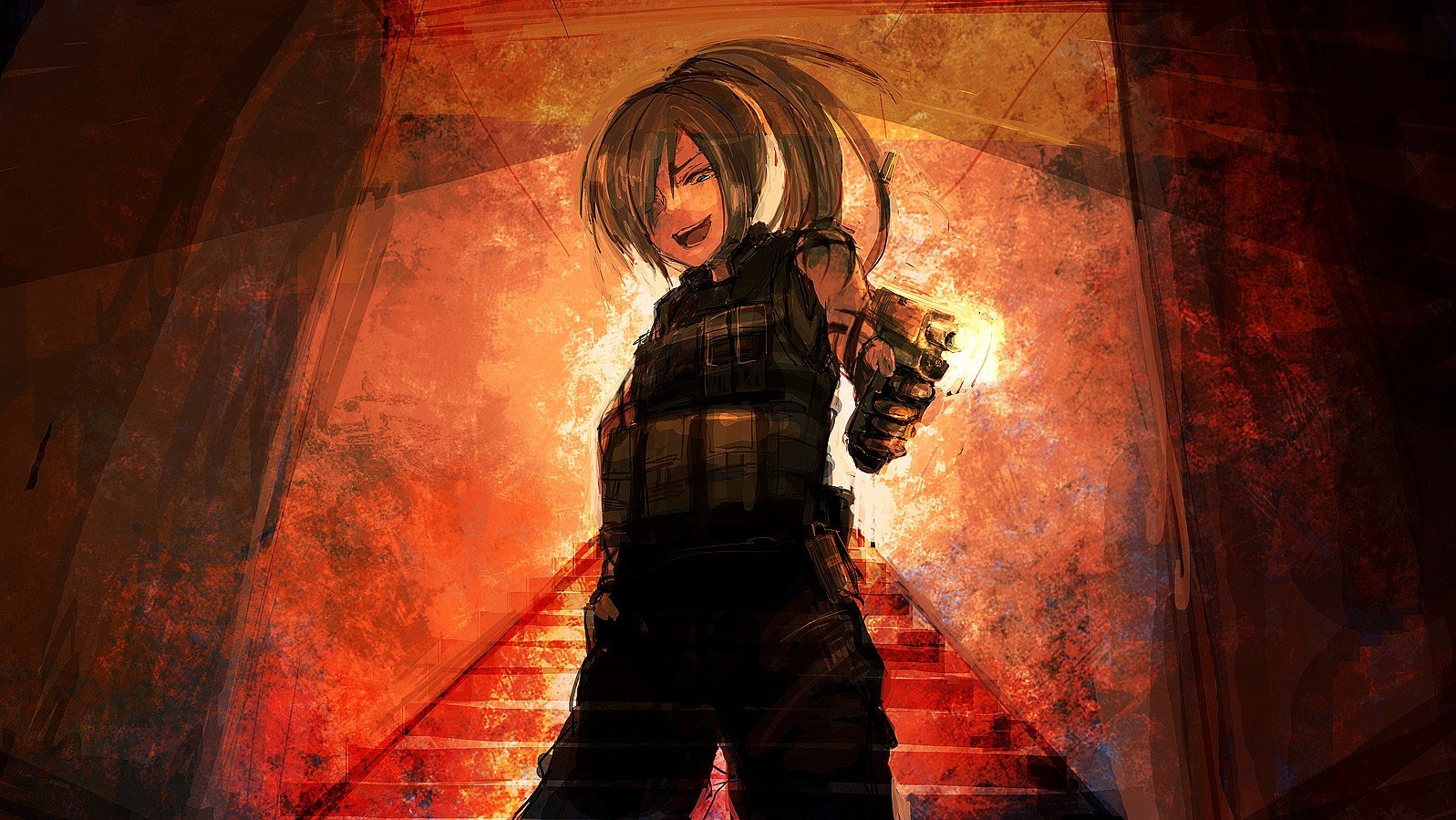 flash photography, ART, cg artwork, obscurité, Brique, personnage fictif, graphique, illustration, Jeu d'aventure d'action, fiction, ombre, La peinture, carmin, animation, visual arts, conception graphique, dessin, chaleur