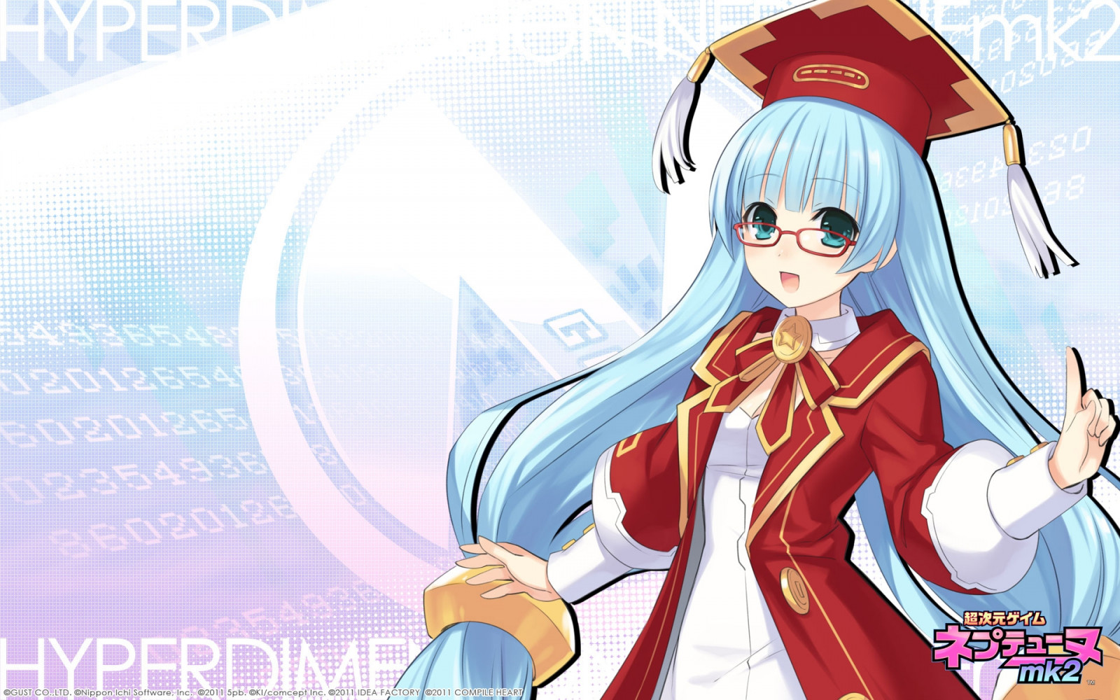 ilustrace, anime, brýle, kreslená pohádka, Tsunako, Hyperdimension Neptunia MK2, dívka, usměj se, mangaka, Nishizawa mina