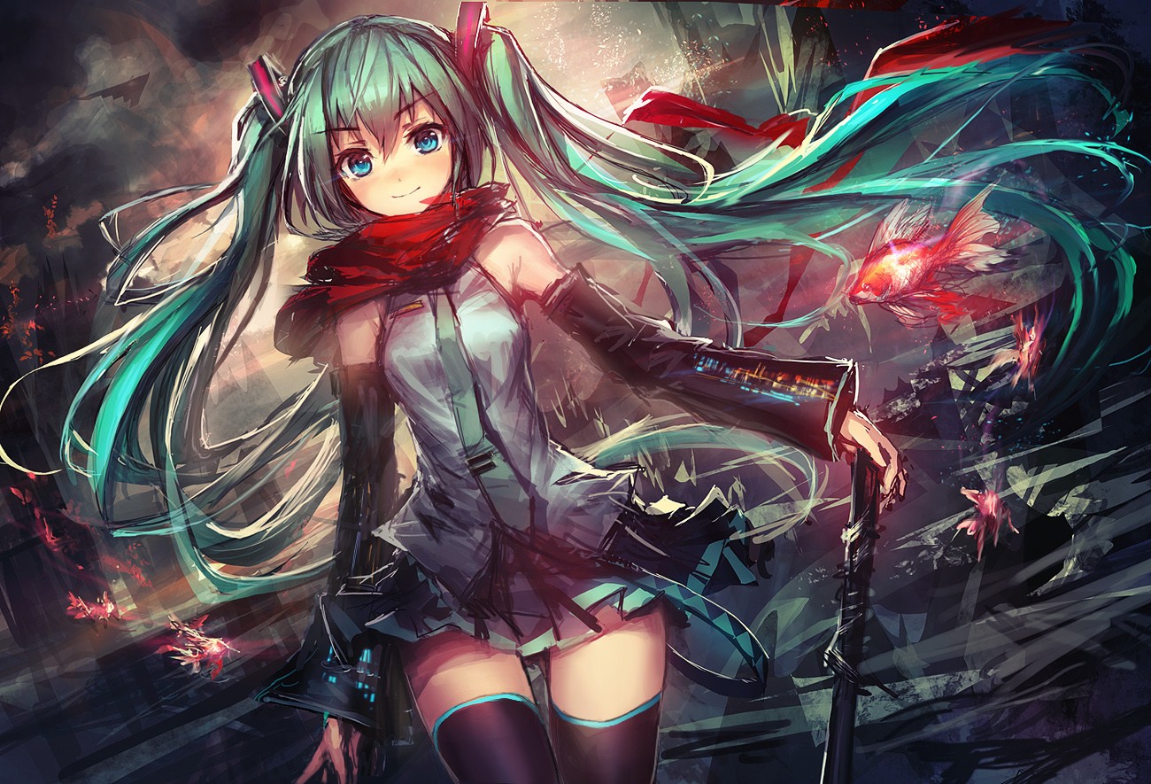 Hatsune Miku, stehna, dlouhé vlasy, modré vlasy, Vocaloid