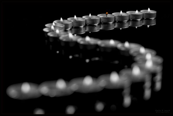 candle, flame, wax, wick, fire, bokeh
