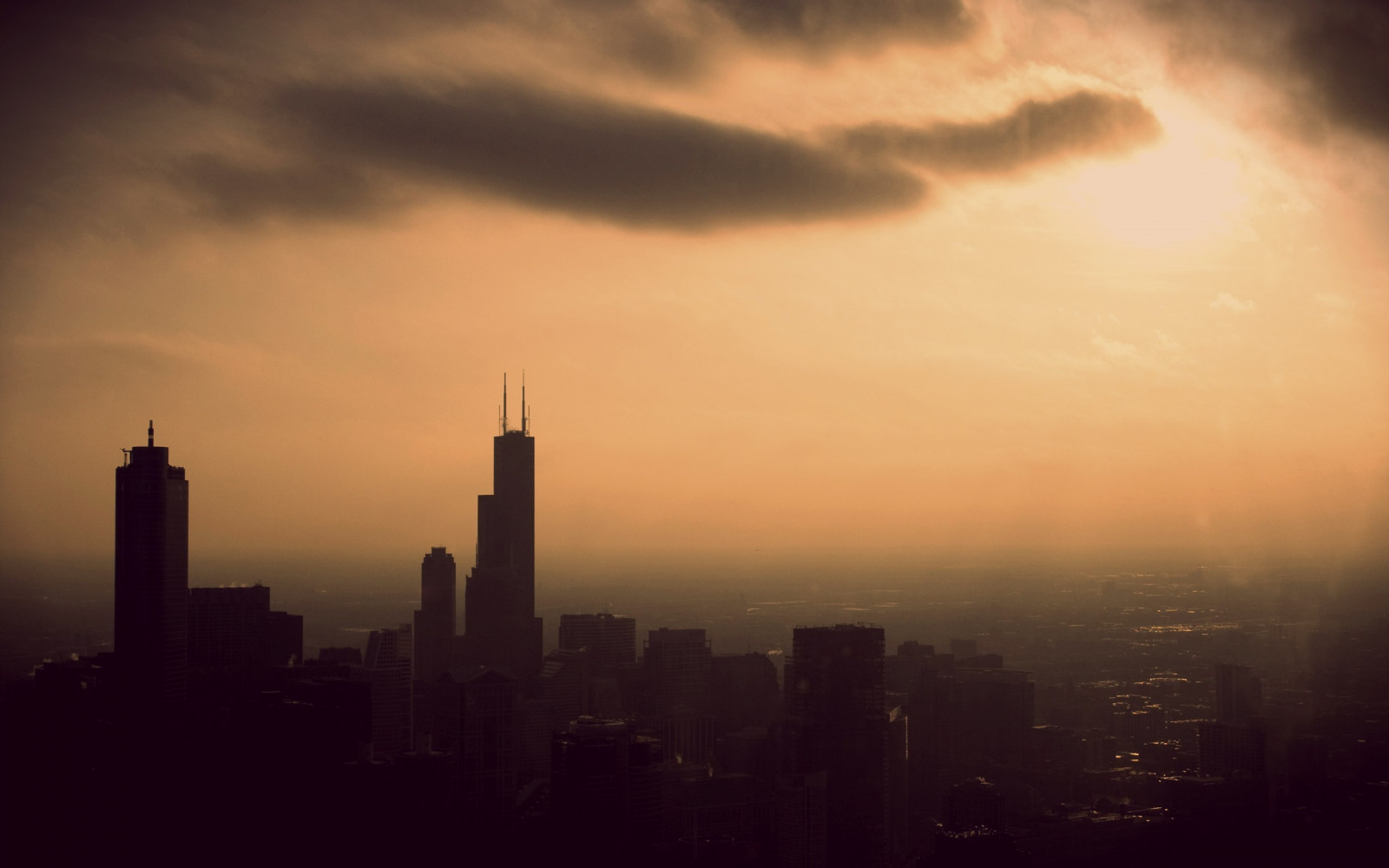 slunečnímu záření, západ slunce, panoráma města, nebe, svítání, panoráma, večer, ráno, slunce, horizont, atmosféra, soumrak, Chicago, opar, mrak, počasí, svítání, tma, atmosférický jev, Atmosféra Země, odlesk