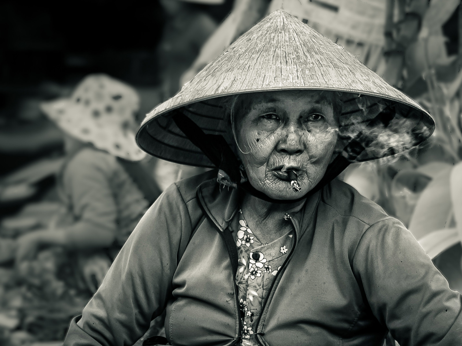 사람들, 화이트, 검은, 늙은, 단색화, 초상화, 아시아, 아시아 사람, 모자, 사진술, 연기, 흡연, 베트남, 사람, 의류, 머리, 검정색과 흰색, 시장, bw, 남자, 레이디, 사진, 동남아시아, 검정색과 흰색, 흑백 사진, 호 이안