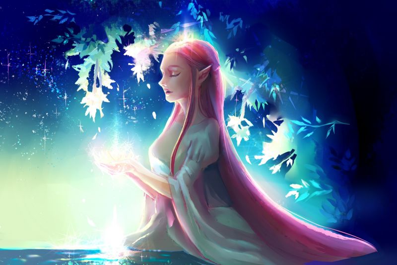 Menina de fantasia, cabelo longo, olhos fechados, obra de arte, Fantasia arte Menina de fantasia, cabelo longo, olhos fechados, obra de arte, Fantasia arte