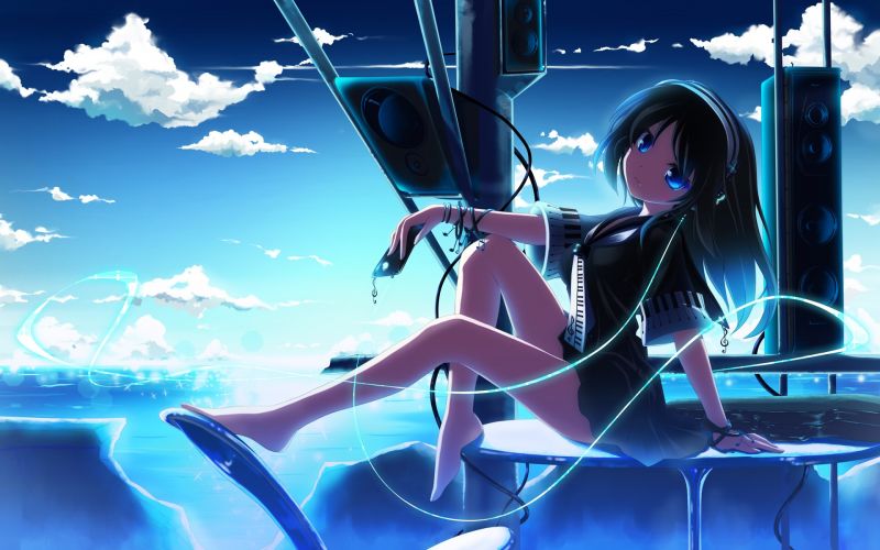 ilustrace, anime, anime dívky, kreslená pohádka, Původní znaky, sluchátka ilustrace, anime, anime dívky, kreslená pohádka, Původní znaky, sluchátka