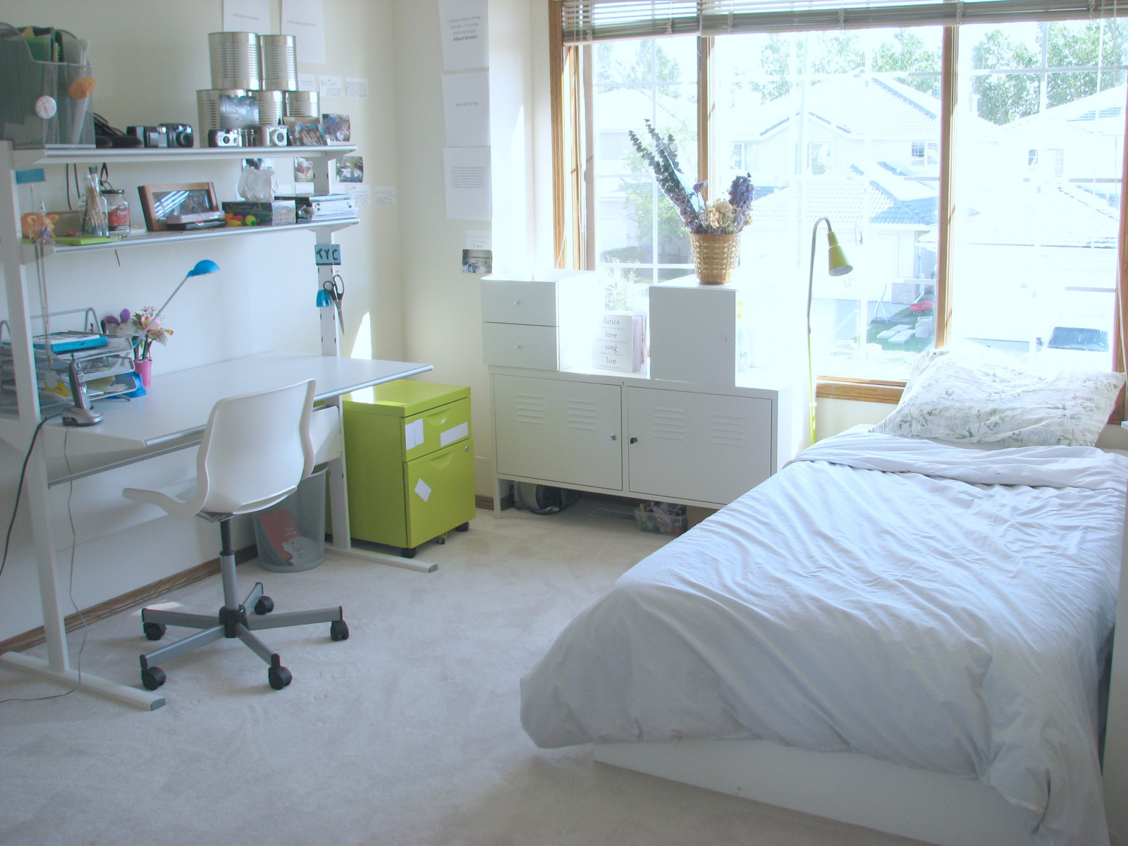 Wallpaper : flowers, window, lockers, bed, bedroom, chair, desk, room