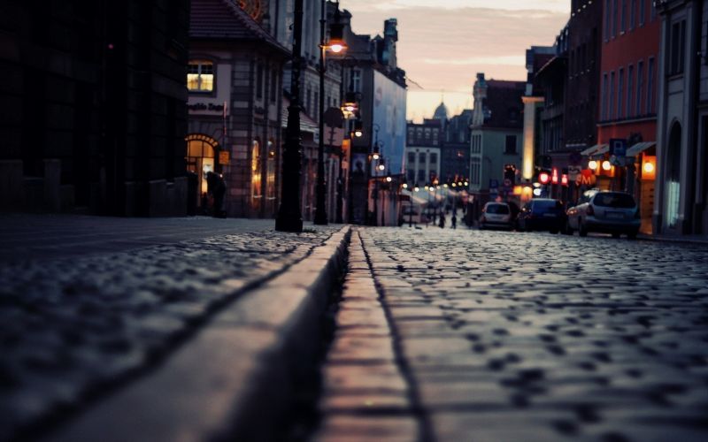 západ slunce, město, ulice, panoráma města, noc, sníh západ slunce, město, ulice, panoráma města, noc, sníh
