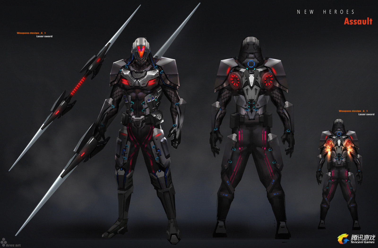 výkres, cyborg, sci-fi, brnění, řeřavý, bojovník, jetpack, helma, temný, zbraň, Nože, meč, laser