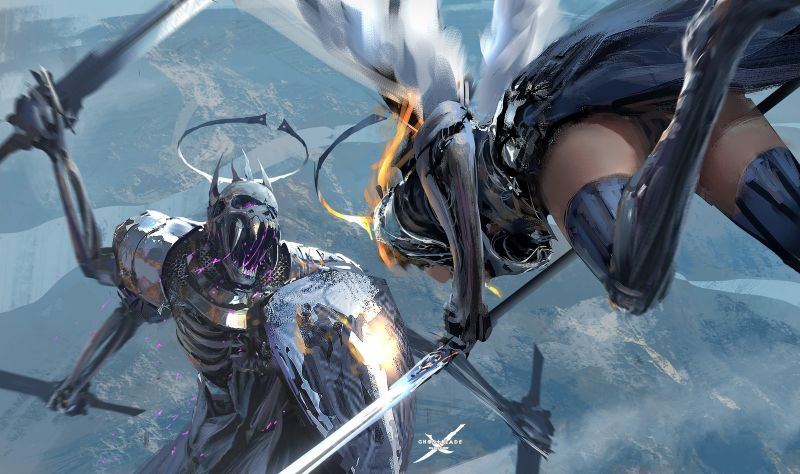 knight, armor, sword, digital art, anime, wings knight, armor, sword, digital art, anime, wings