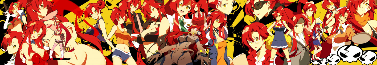 dlouhé vlasy, anime, anime dívky, krátké vlasy, brýle, Červené, zbraň, šaty, podkolenky, sukně, obleky, bikiny, Tengen Toppa Gurren Lagann, odstřelovací puška, pistole, pokojská outfit, Littner Yoko, UMĚNÍ, barva, moderní umění, akrylová barva