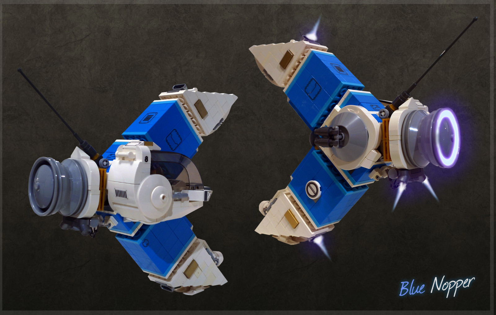 robot, prostor, modrý, LEGO, kosmická loď, technika, Hračka, stroj, družice, bojovník, křídlo, moc, mecha, Starfighter, fregata, ywing, sticklebricks, nopper, product design