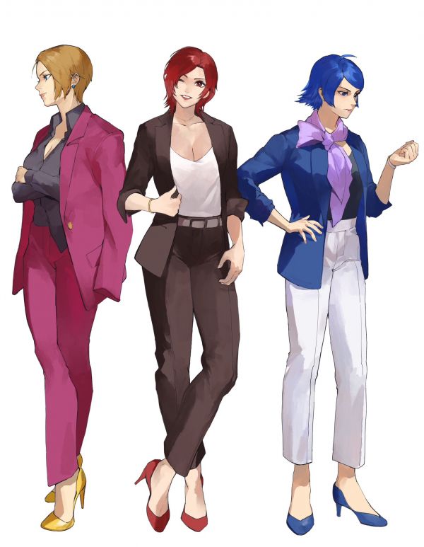 portrait display,King of Fighters,short hair,makeup,King King of Fighters,Vanessa King of Fighters