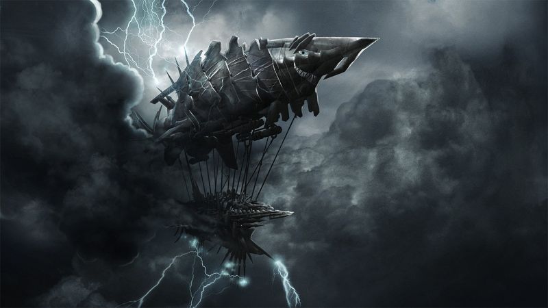 fantasy umění, bouřka, hrom, loď duchů, tma, Svět války fantasy umění, bouřka, hrom, loď duchů, tma, Svět války