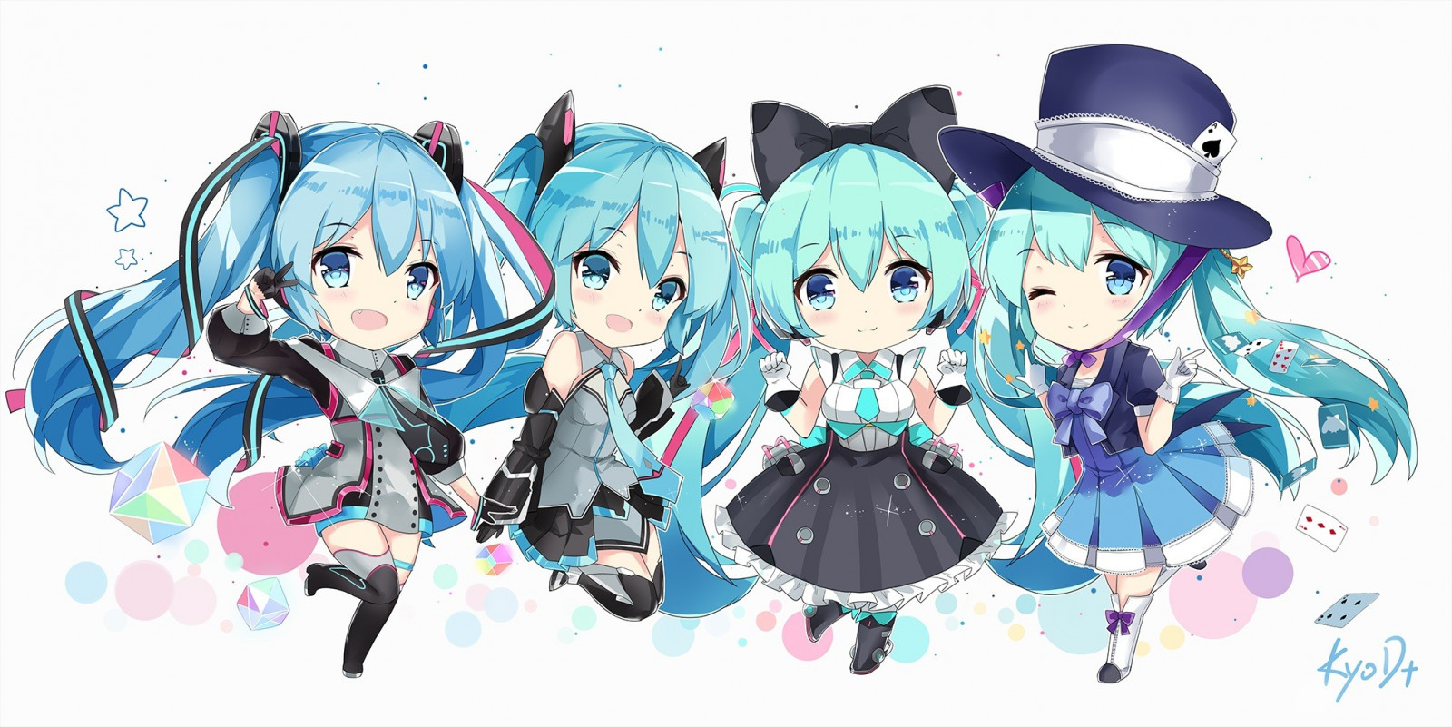 illustrazione, sfondo semplice, anime, chibi, sfondo bianco, cartone animato, Vocaloid, Hatsune Miku, schizzo, mangaka