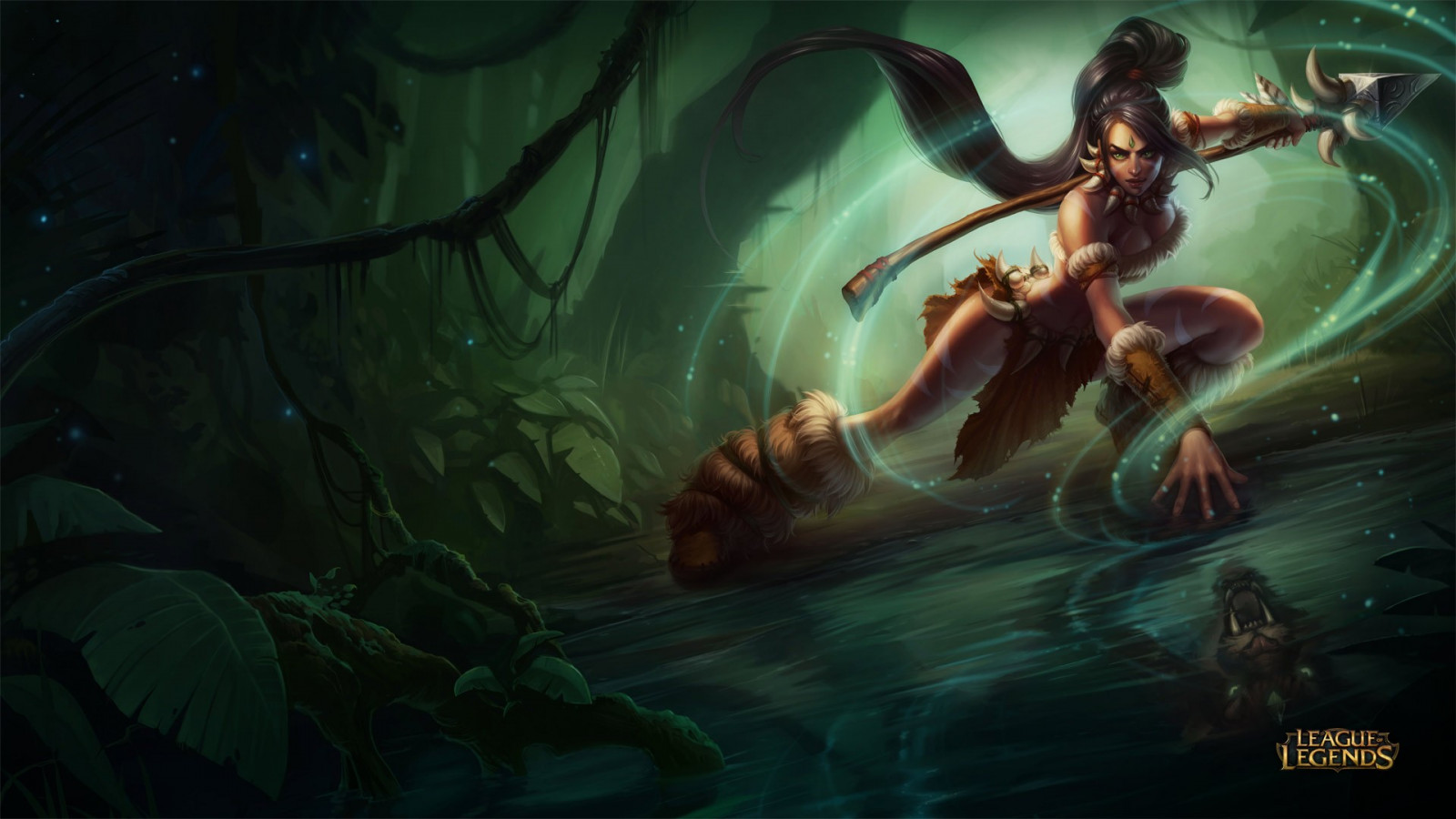 videohry, League of Legends, Nidalee League of Legends, mytologie, tma, Snímek obrazovky, 1920x1080 px, počítač tapeta, fiktivní postava, mýtické zvíře