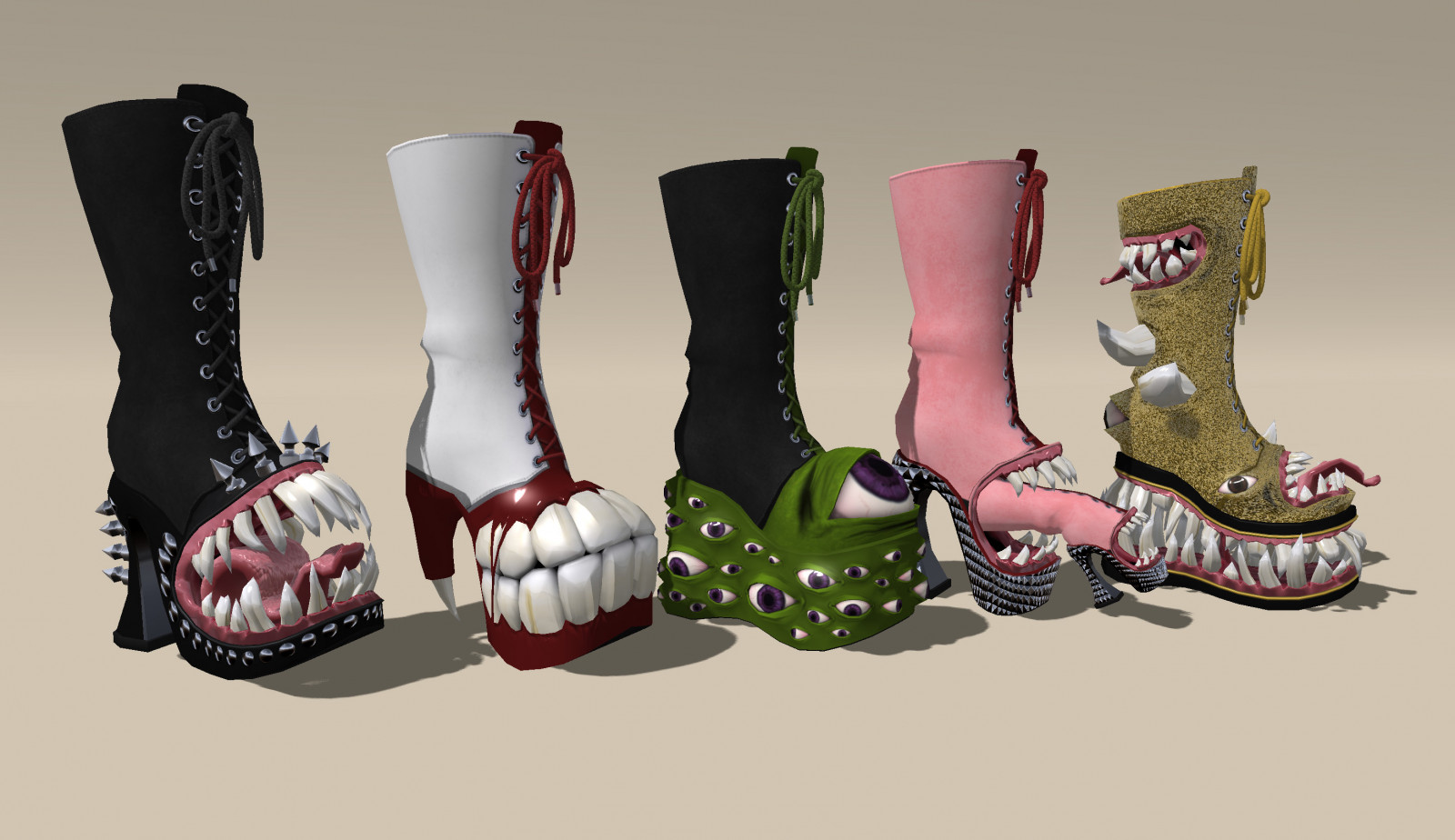 Wallpaper eye, leather, monster, tongue, shoes, boots, teeth, arcade