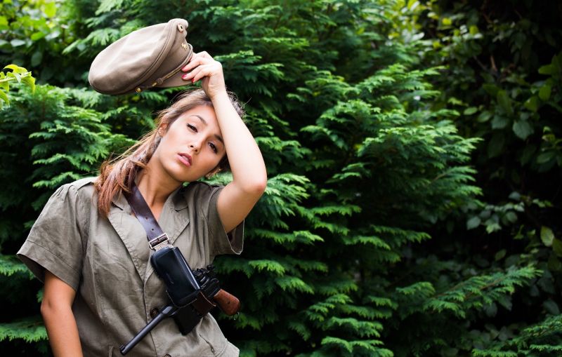 hutan, senjata, wanita, model, alam, Asia hutan, senjata, wanita, model, alam, Asia