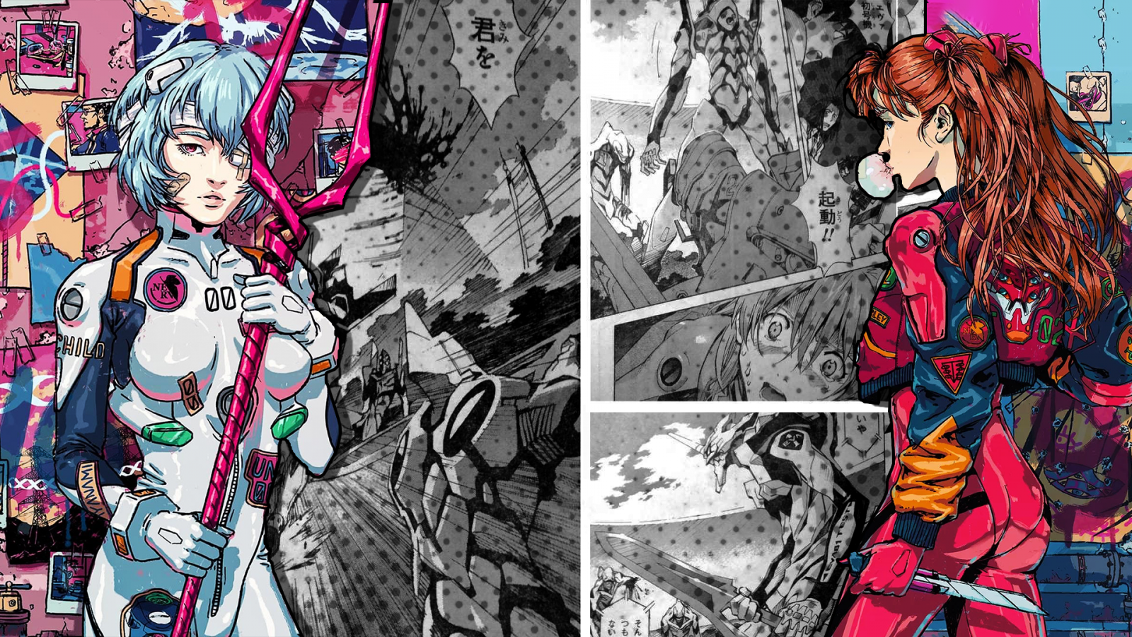 Wallpaper Neon Genesis Evangelion, anime, artwork, digital art