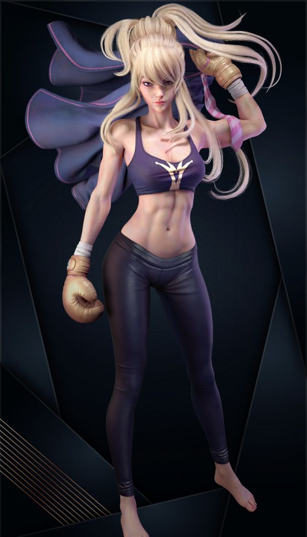 CGI,women,Xin Wang,blonde,tank top,pants