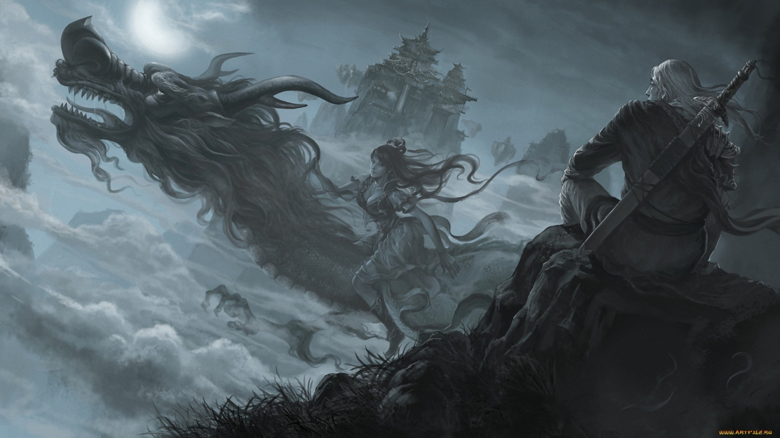 Fantasia arte, Dragão, mitologia, Trevas, Captura de tela, Papel de parede do computador, personagem fictício