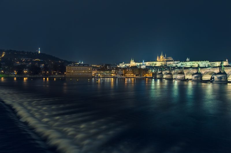 odraz, noc, voda, moře, nebe, tělo z vody