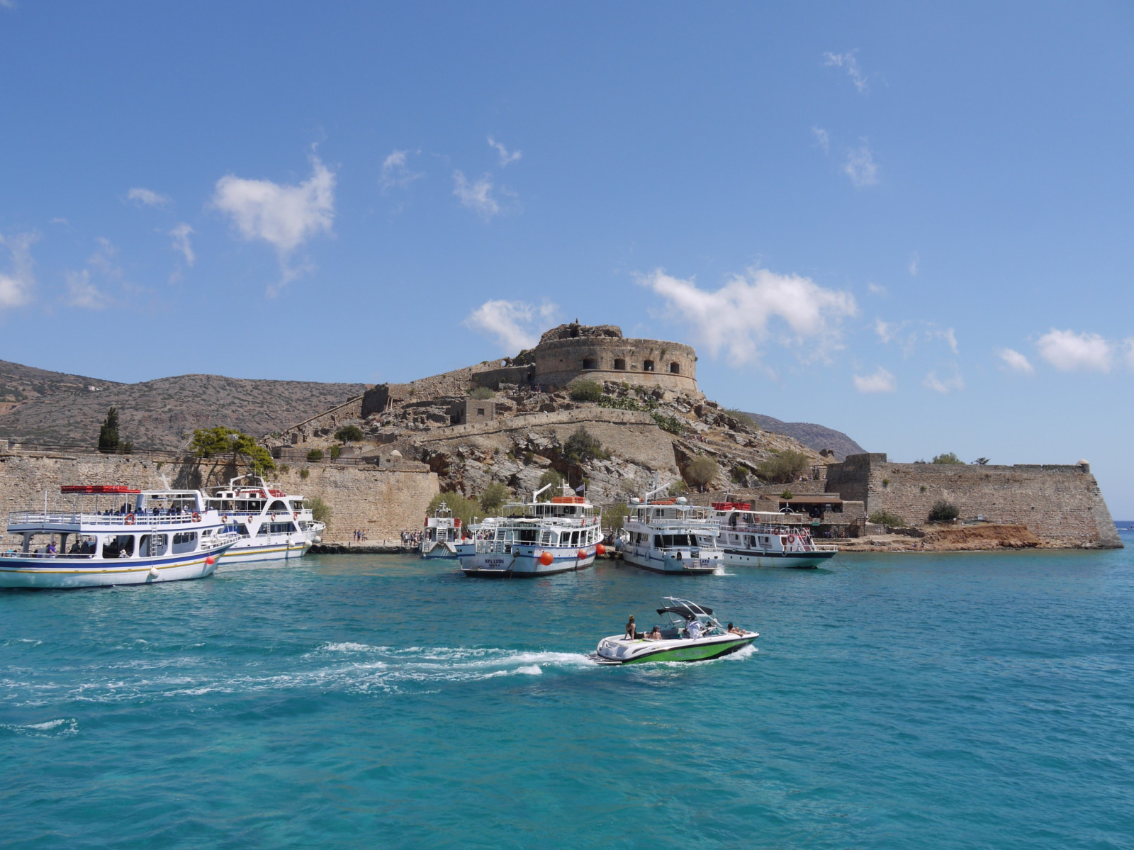 blå, himmel, marinemaleri, færge, fort, speedbåd, Grækenland, Plaka, Kreta, Leper, spinalonga, elounda, coud