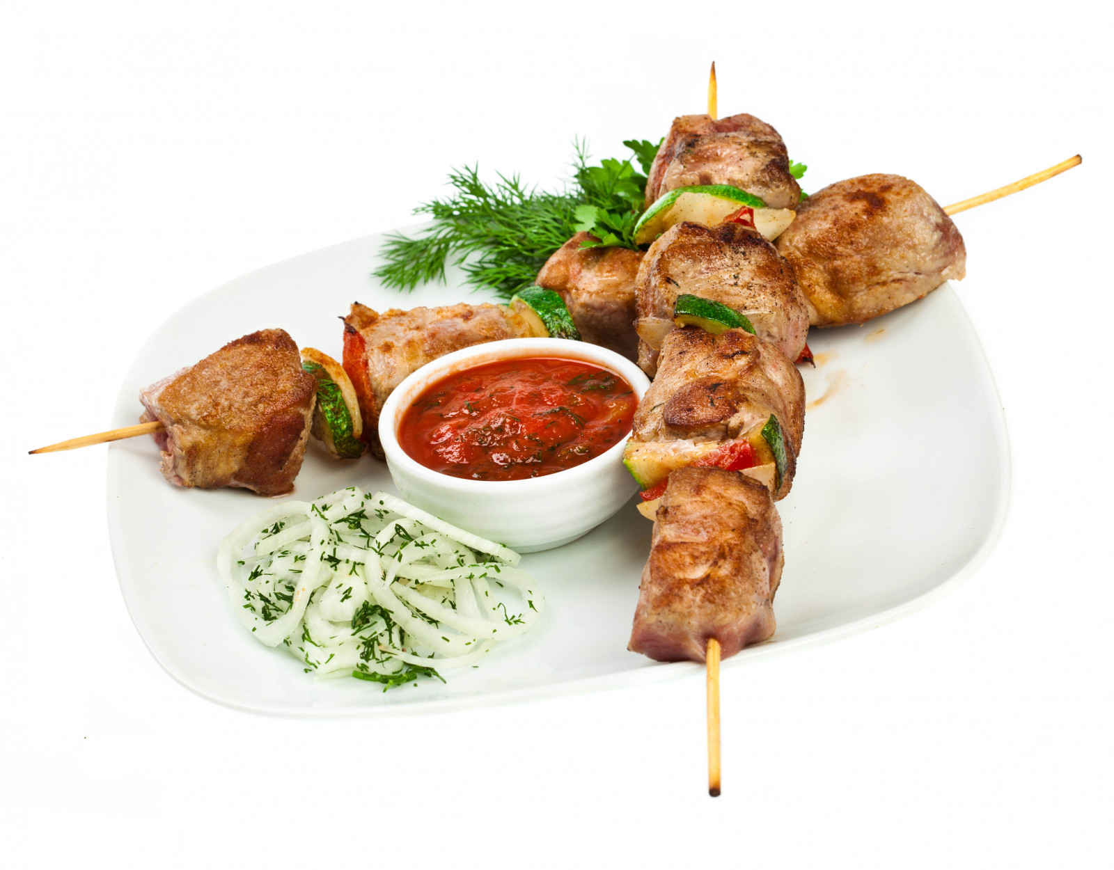 Wallpaper : kebabs, meat, skewers, white, Plate, spices, herbs