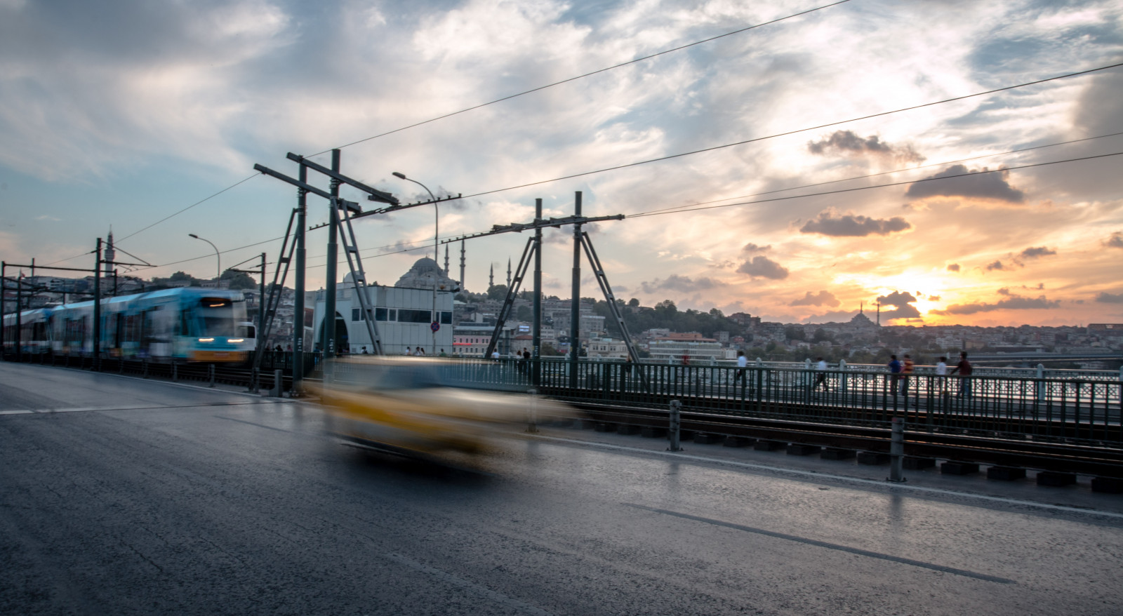 ถนน, สะพาน, คน, ดวงอาทิตย์, รถ, ไก่งวง, ไฟ, รถราง, อิสตันบูล, มัสยิด, ชัตเตอร์, Galata, 2014