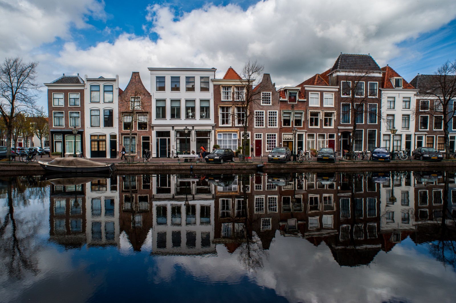 město, panoráma města, architektura, voda, městský, budova, odraz, nebe, sníh, zima, mraky, Dům, město, Nikon, 2015, jaro, kanál, Lightroom, Holandsko, centrum, sezóna, D700, Leiden, urban area, vodní, sousedství, Kade