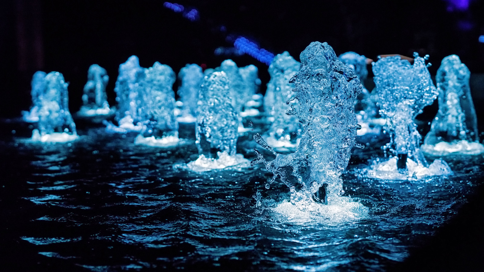 Wallpaper night, park, blue, ice, fountain, arena, vegas, fountains