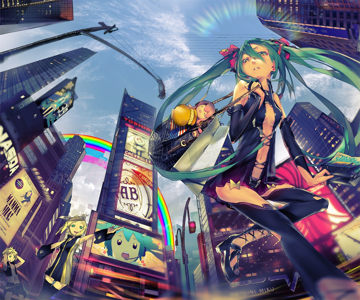 Wallpaper : illustration, anime, cleavage, Vocaloid, Hatsune Miku