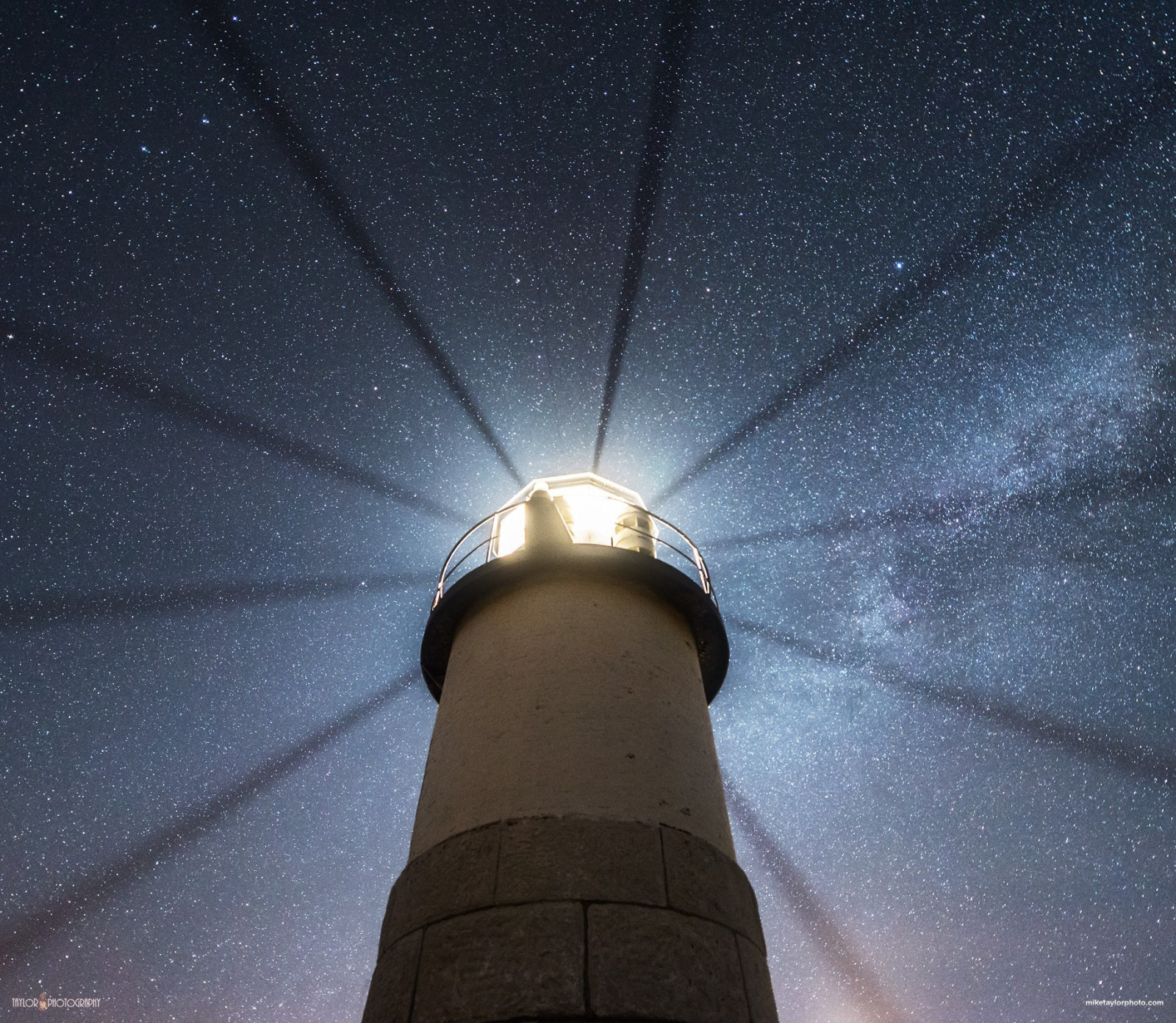 Wallpaper night, reflection, stars, lighthouse, astronomy, light