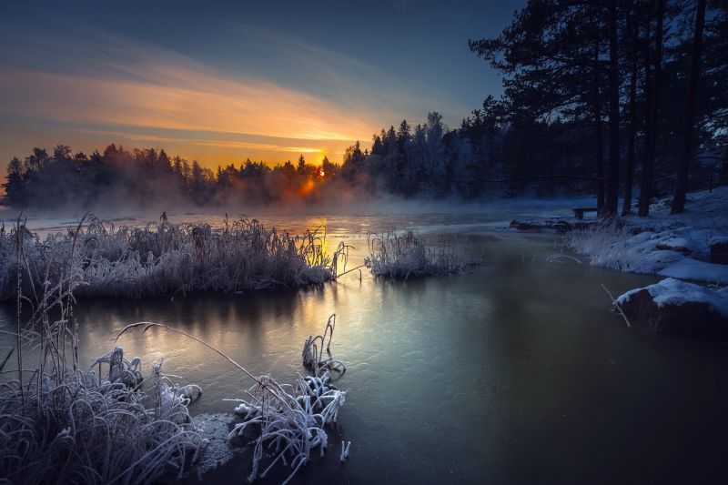 luz de sol, paisaje, puesta de sol, lago, agua, noche luz de sol, paisaje, puesta de sol, lago, agua, noche