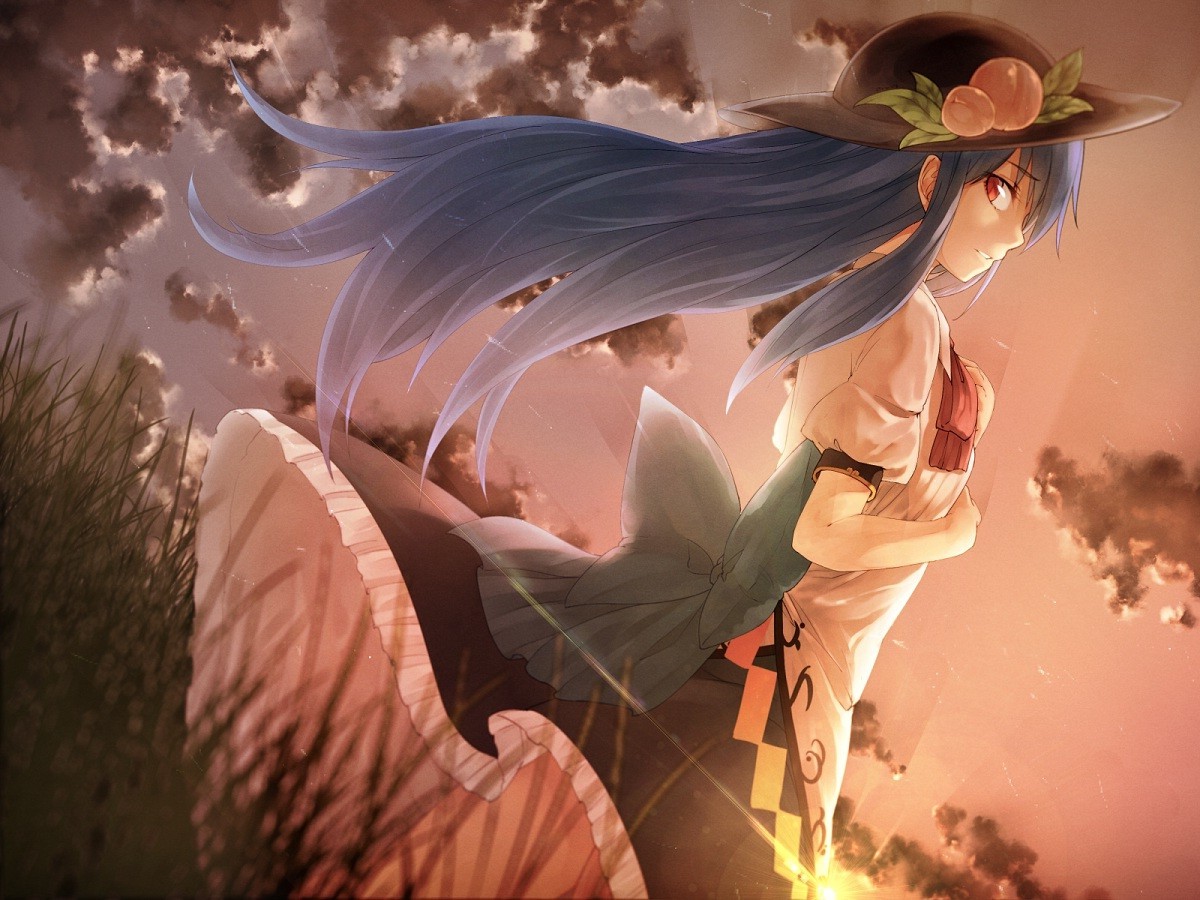 anime, Touhou, mytologie, Hinanawi Tenshi, Snímek obrazovky, 1200x900 px