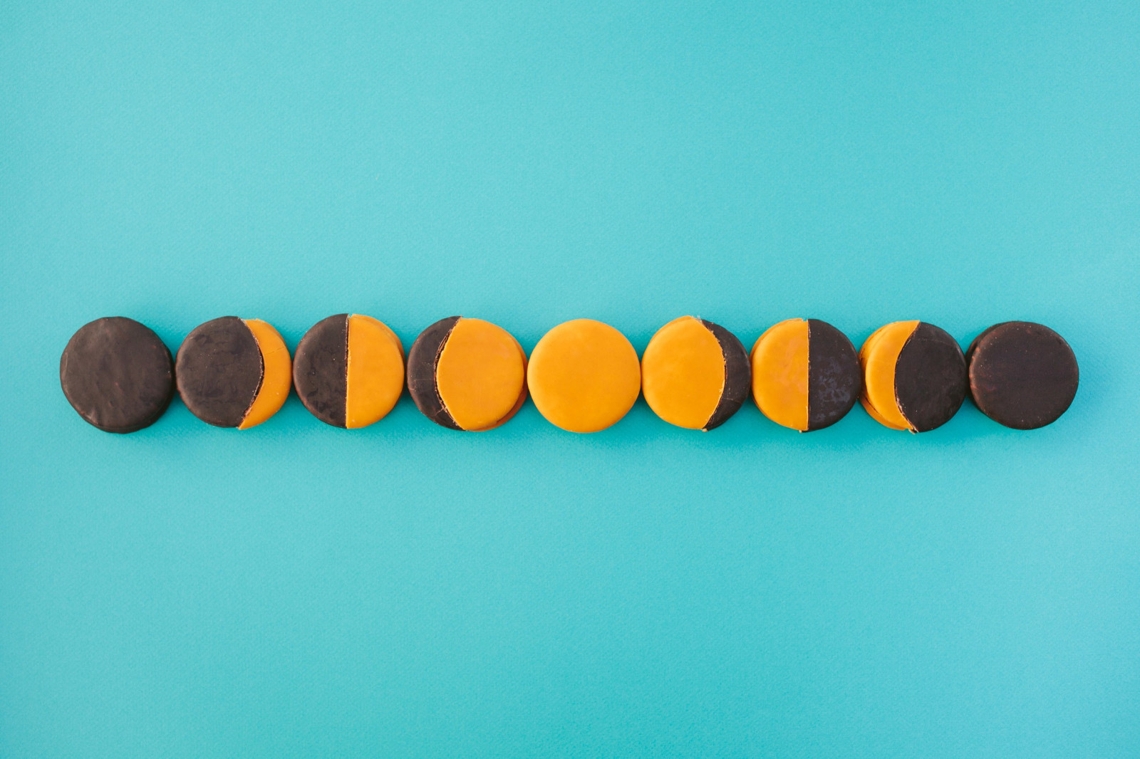 Měsíc, modrý, kruh, sušenky, dezert, měsíčními fázemi, tvar, šperky, náramek, číslo