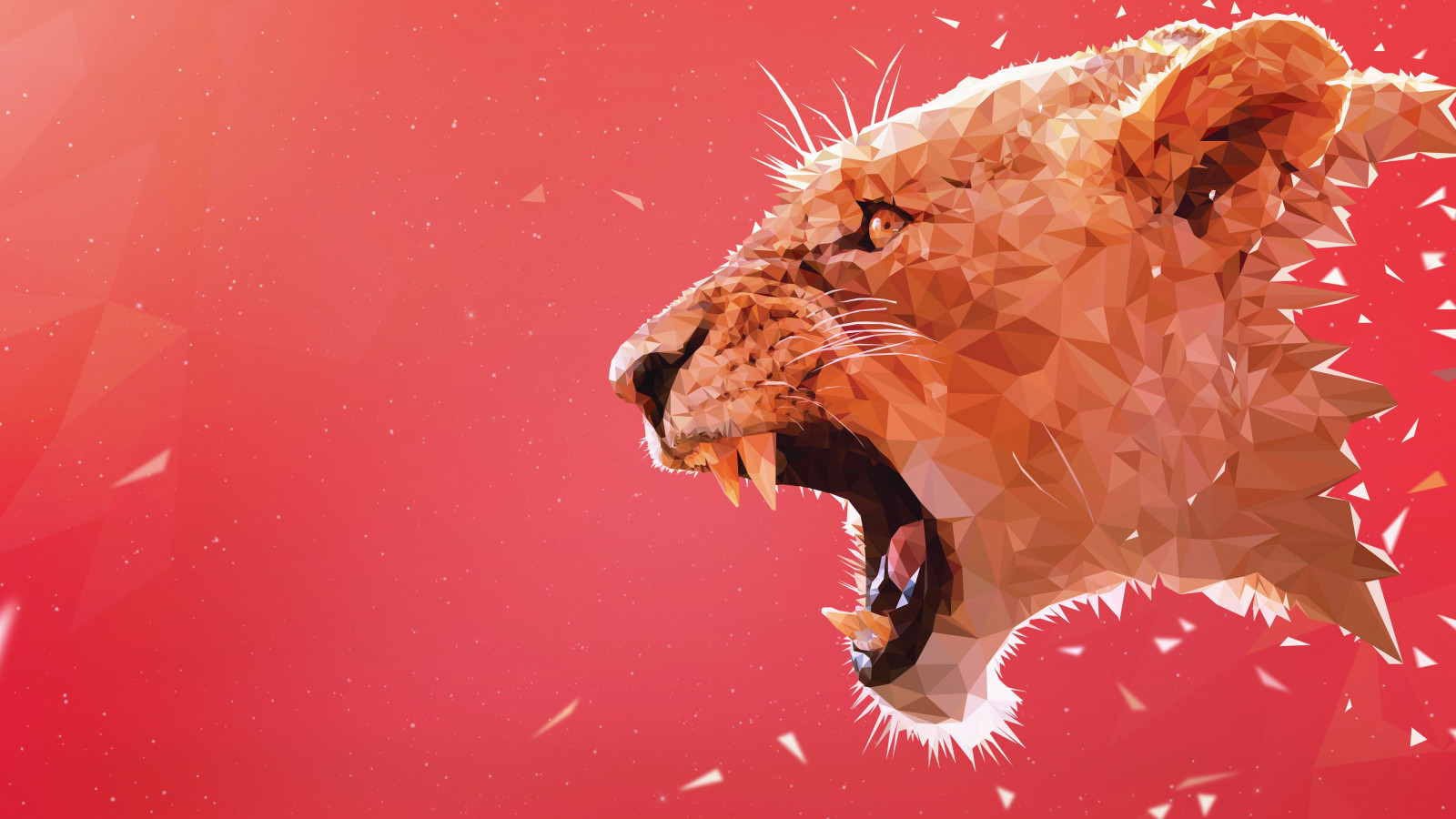Wallpaper : lion, abstract, simple background, shattered, fangs ...