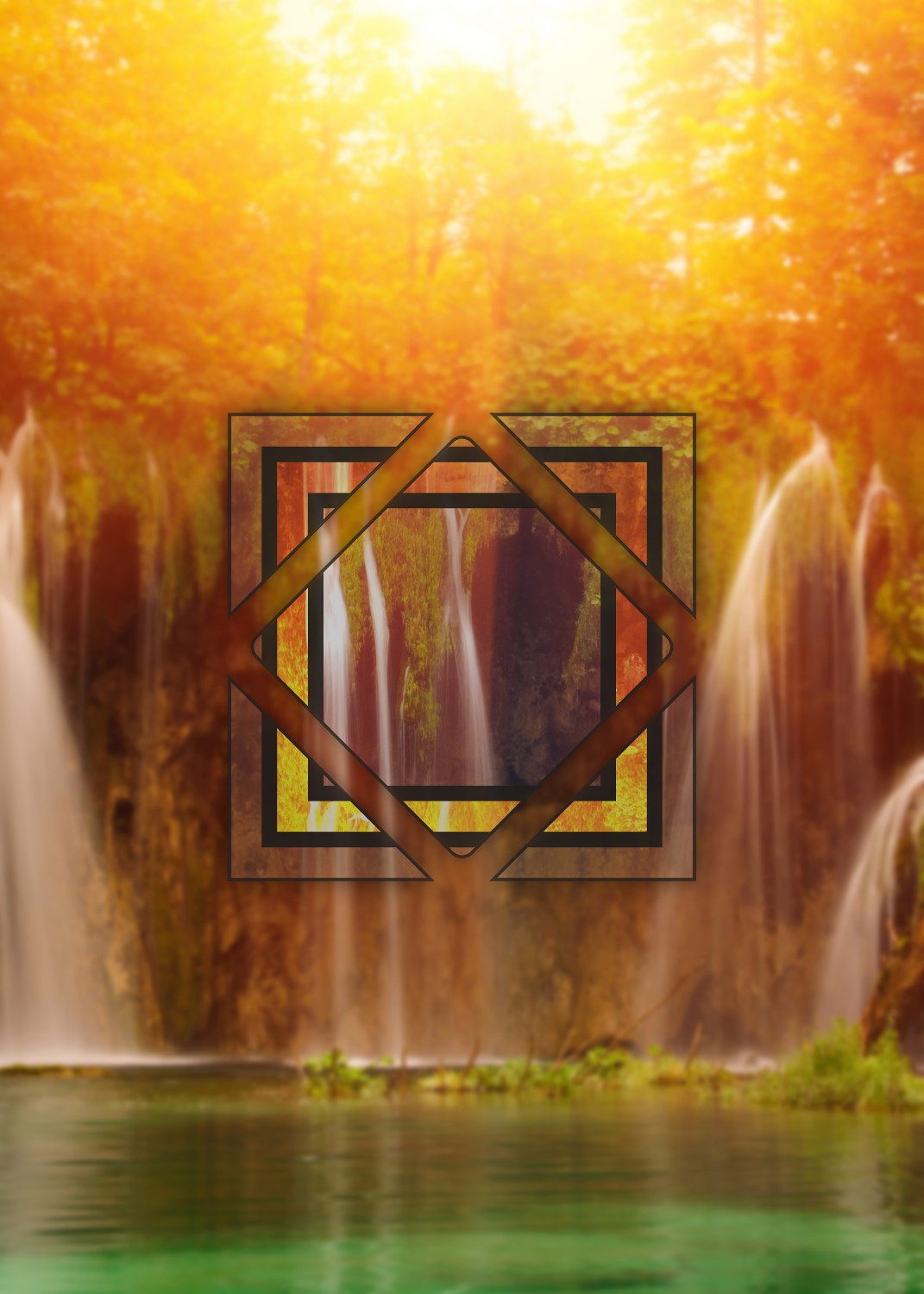 slunečnímu záření, krajina, malování, vodopád, abstraktní, odraz, žlutý, ráno, polyscape, světlo, barva, podzim, květ, sezóna, počítač tapeta, moderní umění