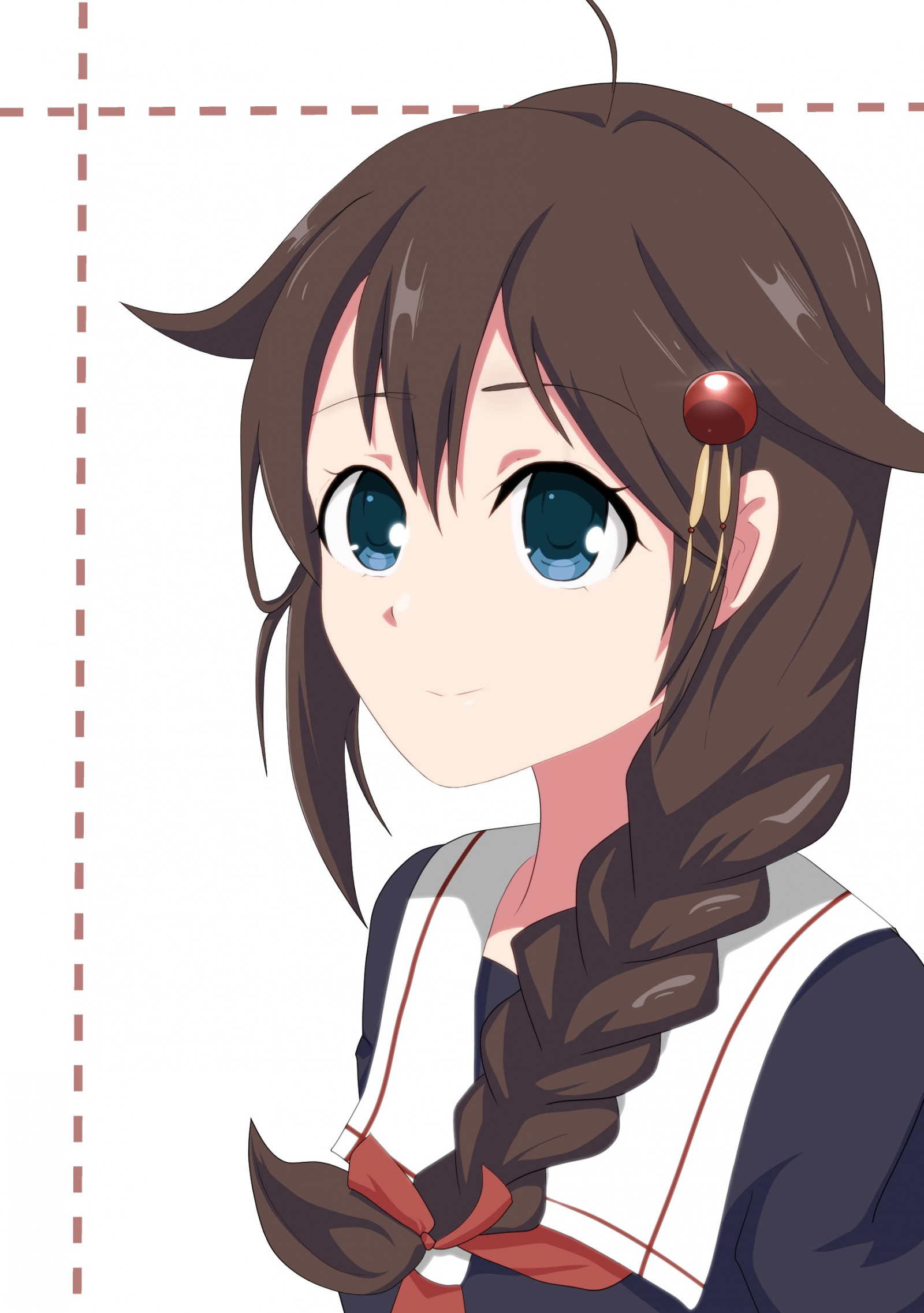 anime, anime lányok, Kantai Collection, shoulder length hair, barna, Shigure KanColle, iskolai egyenruha, alkotás, digitális művészet, rajongói alkotás