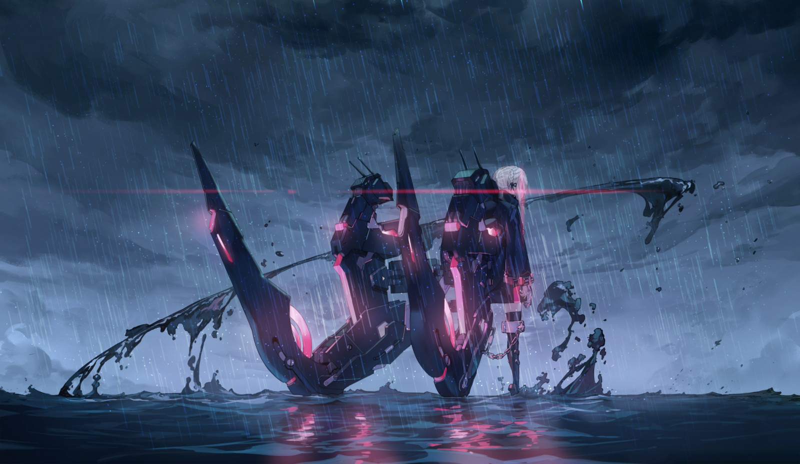 anime girls, water