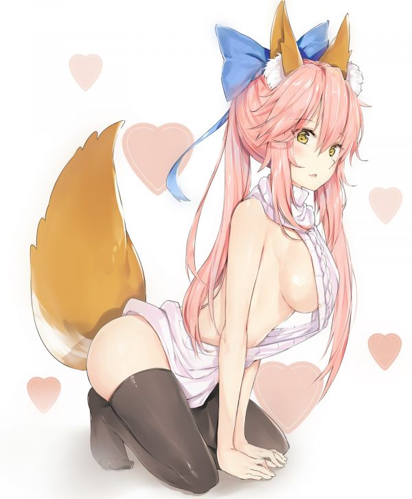 anime girls,illustration,anime,yellow eyes,animal ears,tail