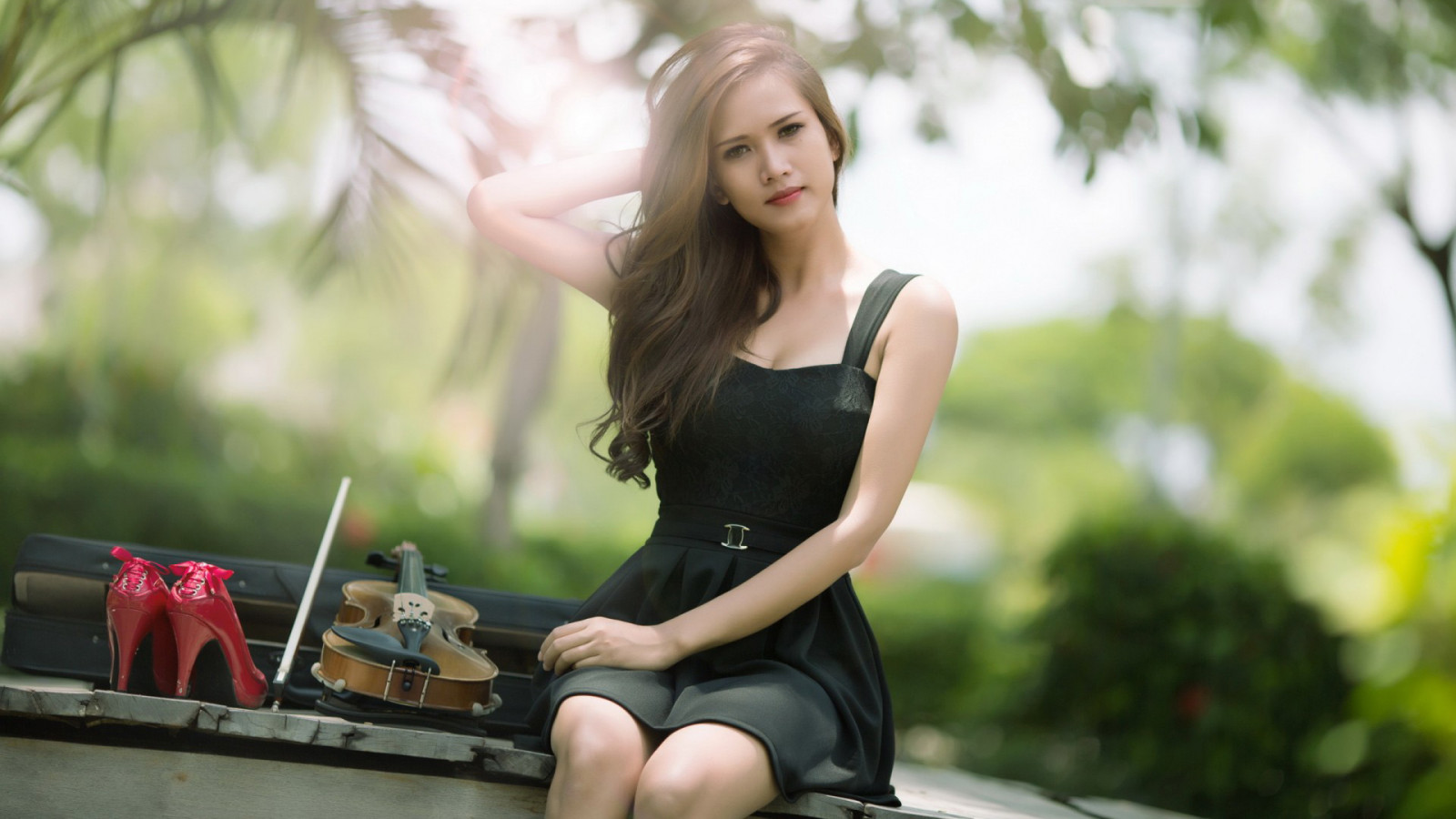 ženy, fotografování, model, dlouhé vlasy, asijský, při pohledu na diváka