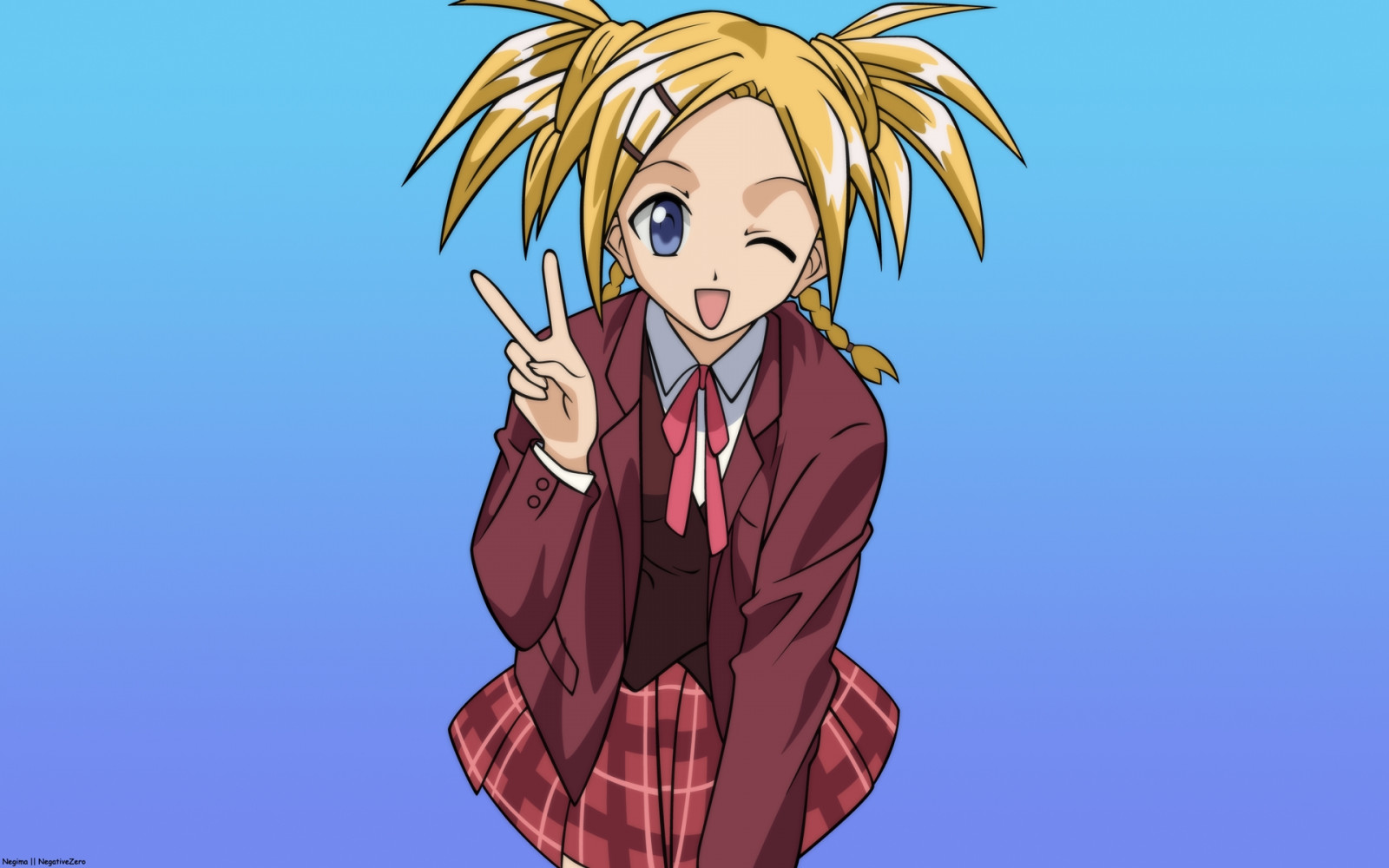 illustration, blond, Anime, dessin animé, Mahou Sensei Negima, fille, geste, capture d'écran, Mangaka, flirter