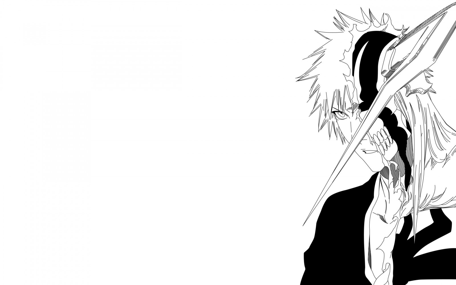 ภาพวาด, ภาพประกอบ, ขาวดำ, อะนิเมะ, ศิลปะการใช้เส้น, การ์ตูน, Bleach, Kurosaki Ichigo, ร่าง, 2560x1600 px, ดำและขาว