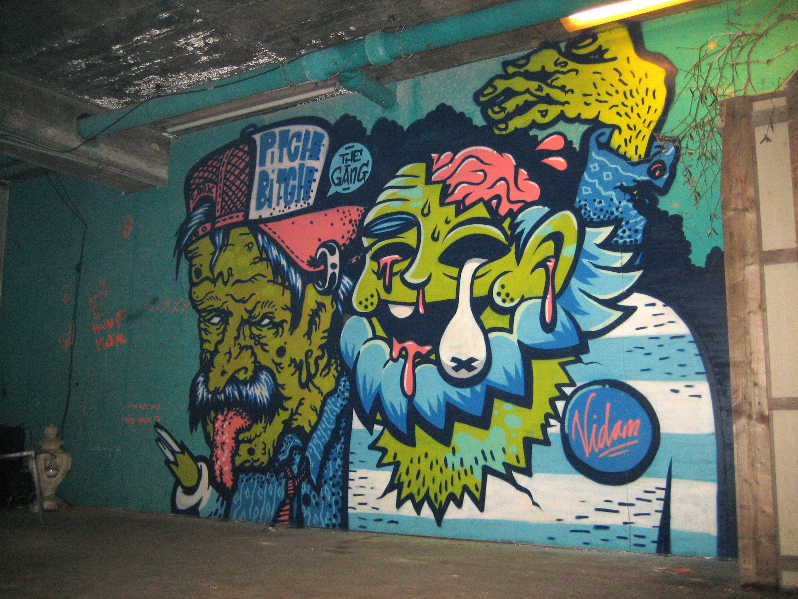 stěna, grafiti, pouliční umění, nástěnná malba, UMĚNÍ, pouliční umění, Kram, urbanart, Zeug, Peachbeach, Wandhalt